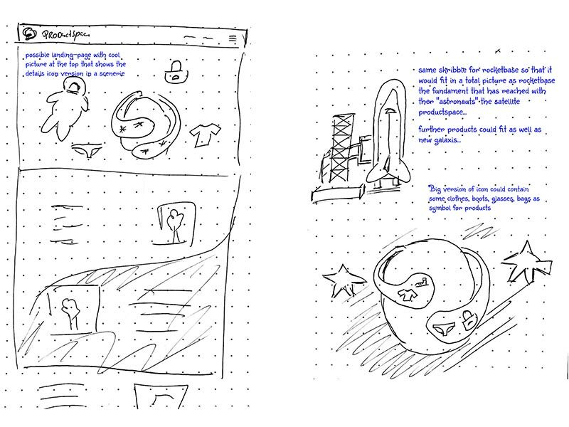 Client scribbles for both website landing pages