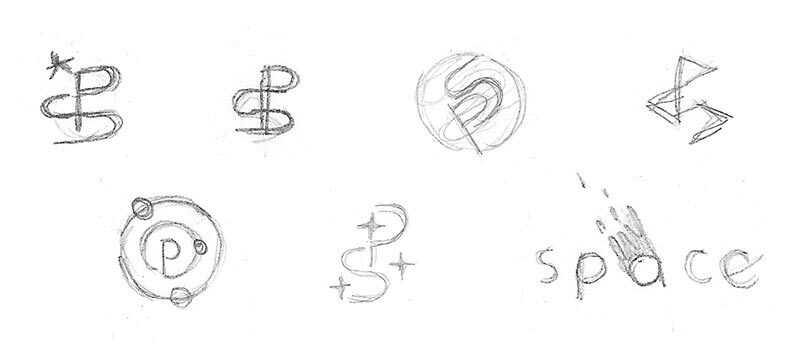 Very first sketches & concept exploration for the ProductSpace logo design