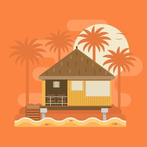 How to Create a Tropical Bungalow on a Palm Beach in Adobe Illustrator