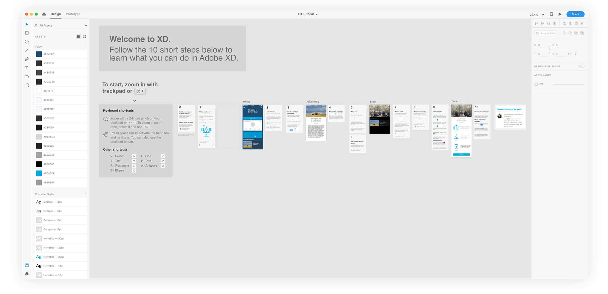 Adobe XD quick tutorial that will get you to learn how to use this application in less than 1 hour