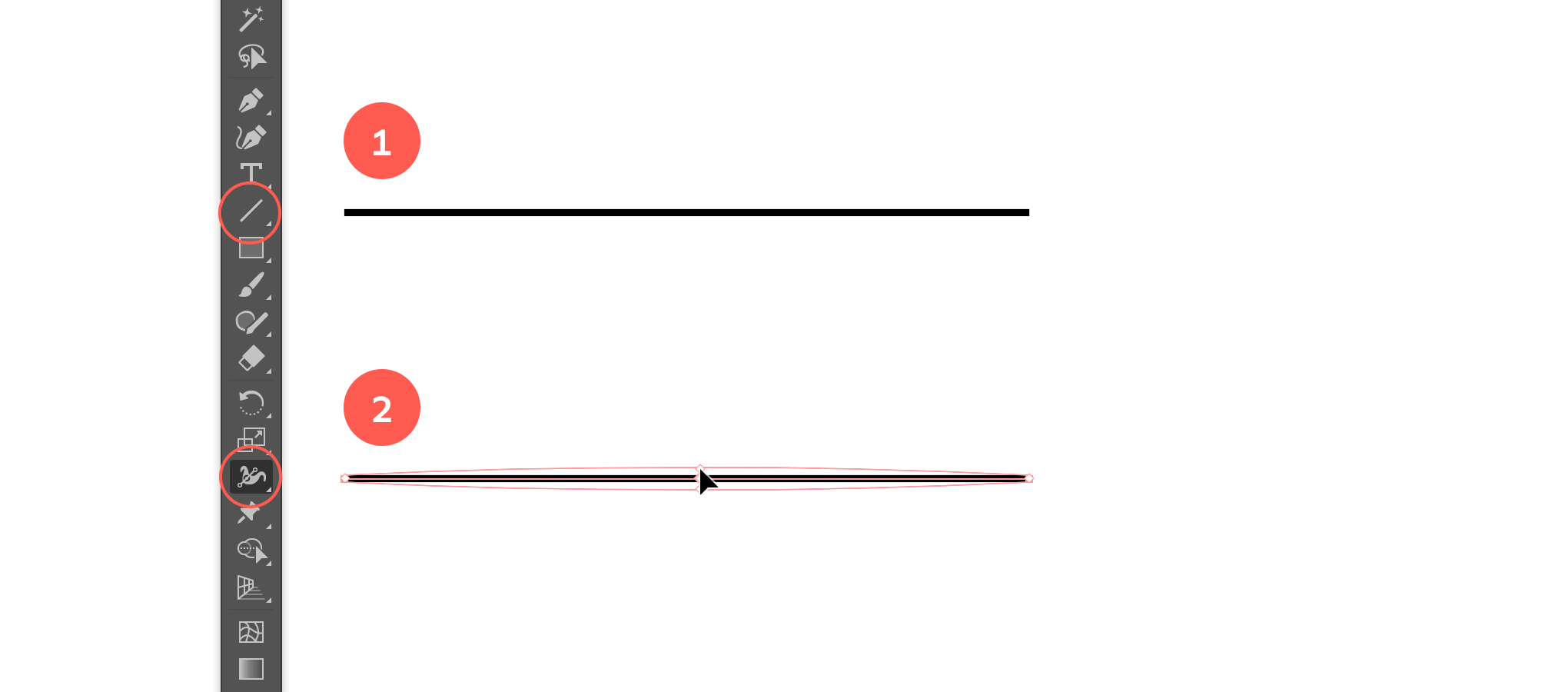 Draw a straight line and adjust the width in the middle.