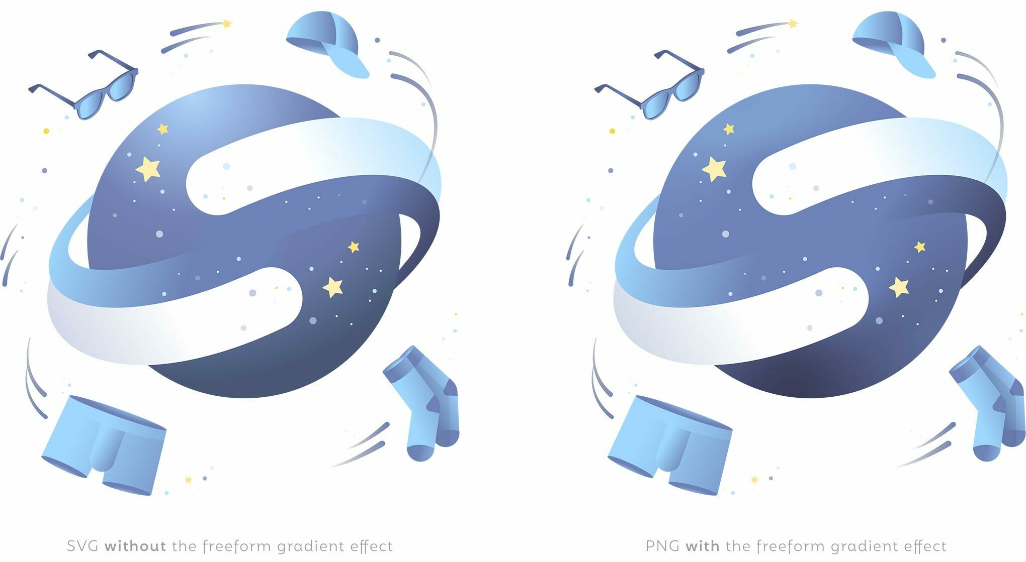 2 versions side by side with on the left icon without the freeform gradient and on the right with the freeform gradient applied