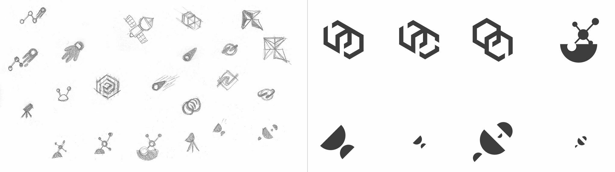 Sketches & concept exploration for the ProductSpace logo design
