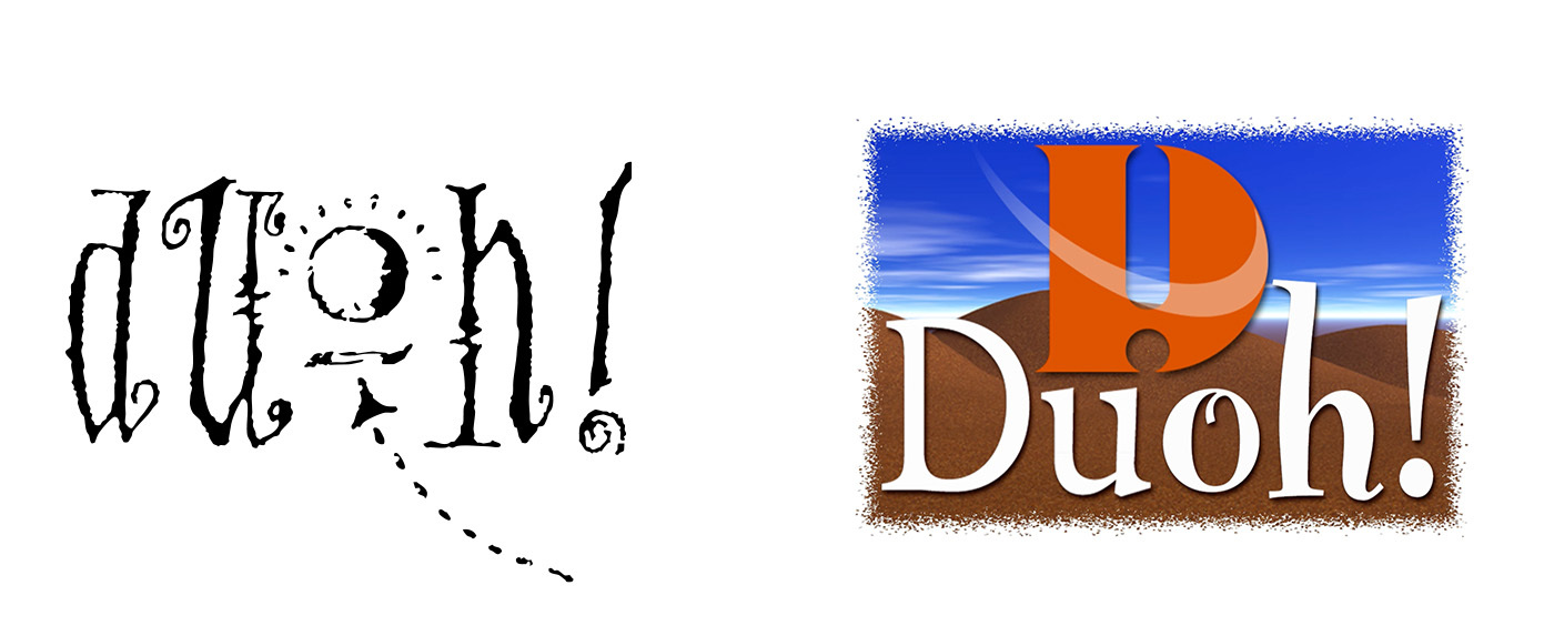 the first Duoh! logo created in 1992 and the logo created in 2000