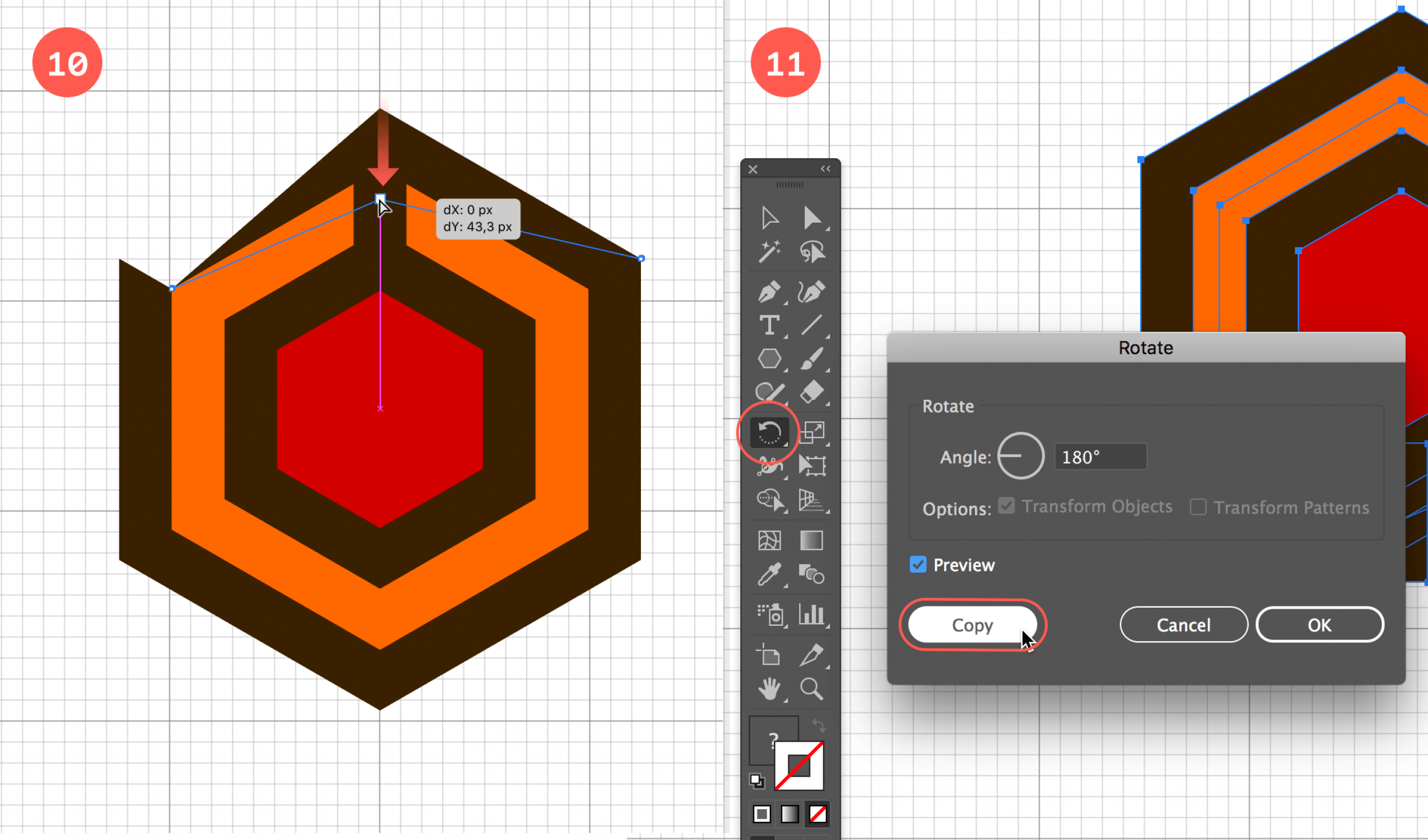 Move Another Anchor Point and Copy Rotate the Object by 180°