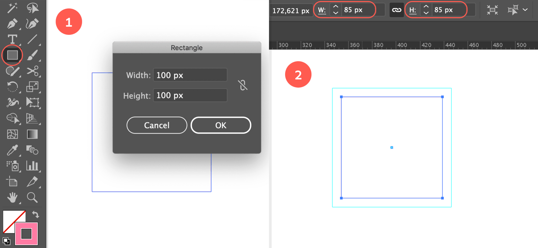 Draw a square, copy & paste in front...