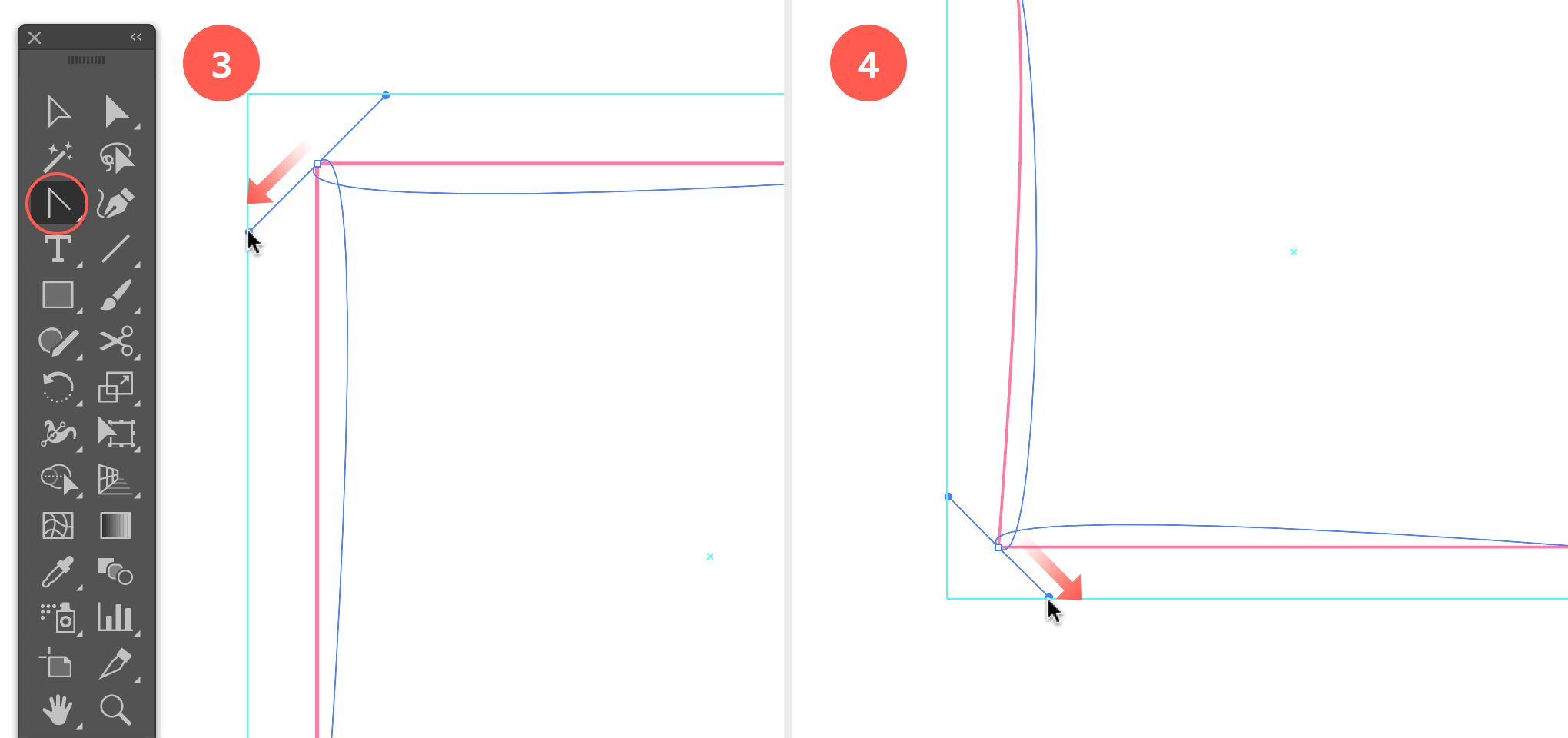 Turn the 4 corner points of the square into bezier anchor points.