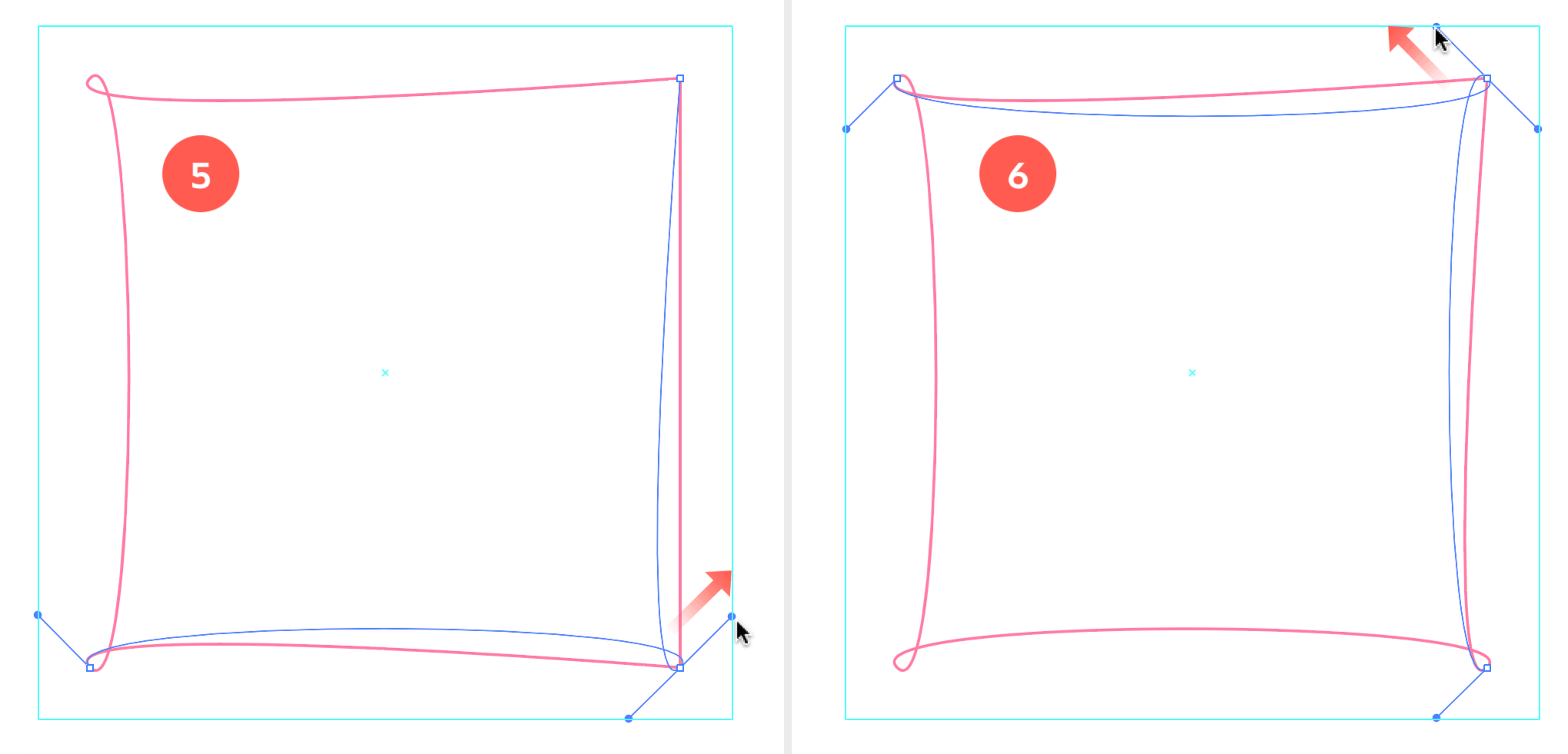 Turn the 4 corner points of the square into bezier anchor points.