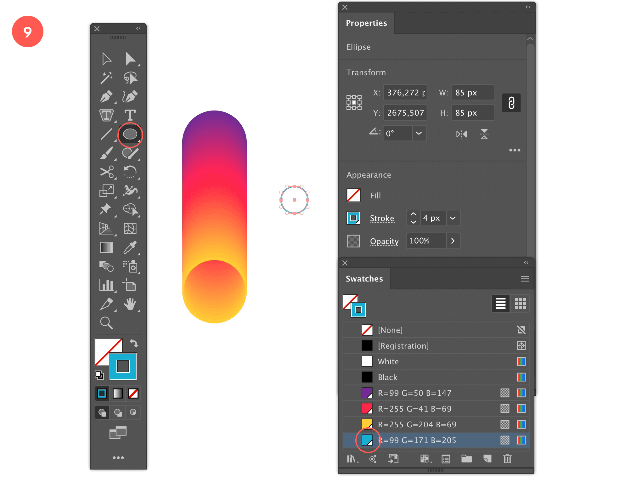 Step 9: Create a Smaller Circle