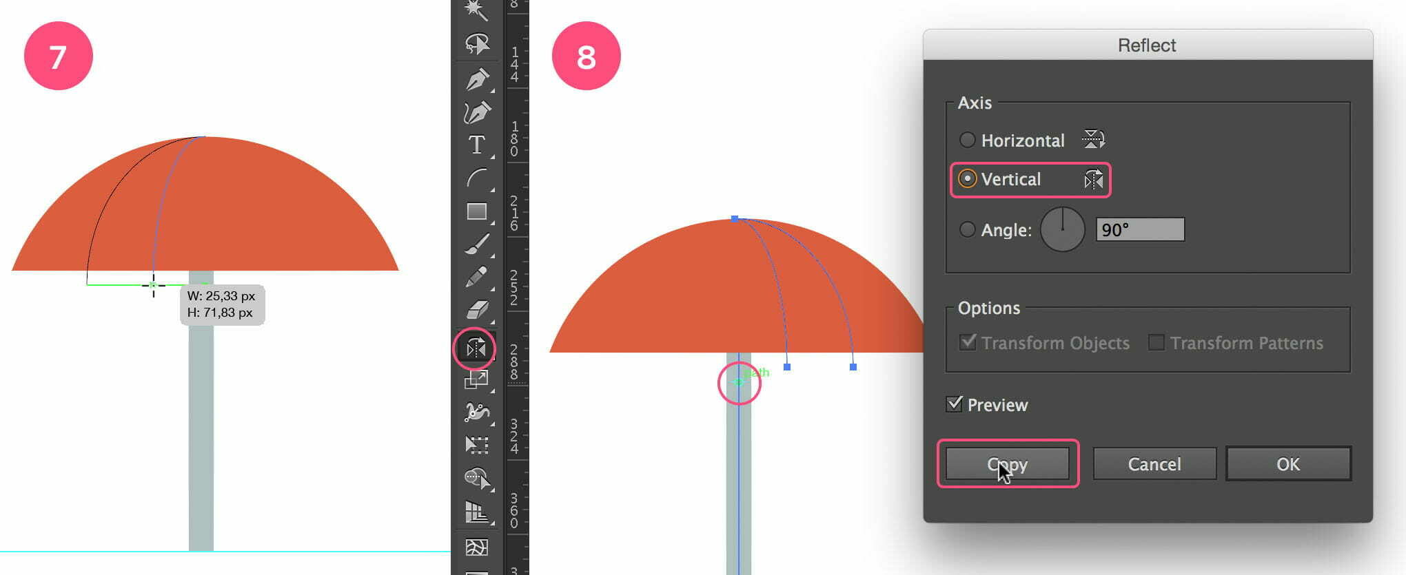 Create the other arches on the rain cover of the umbrella.