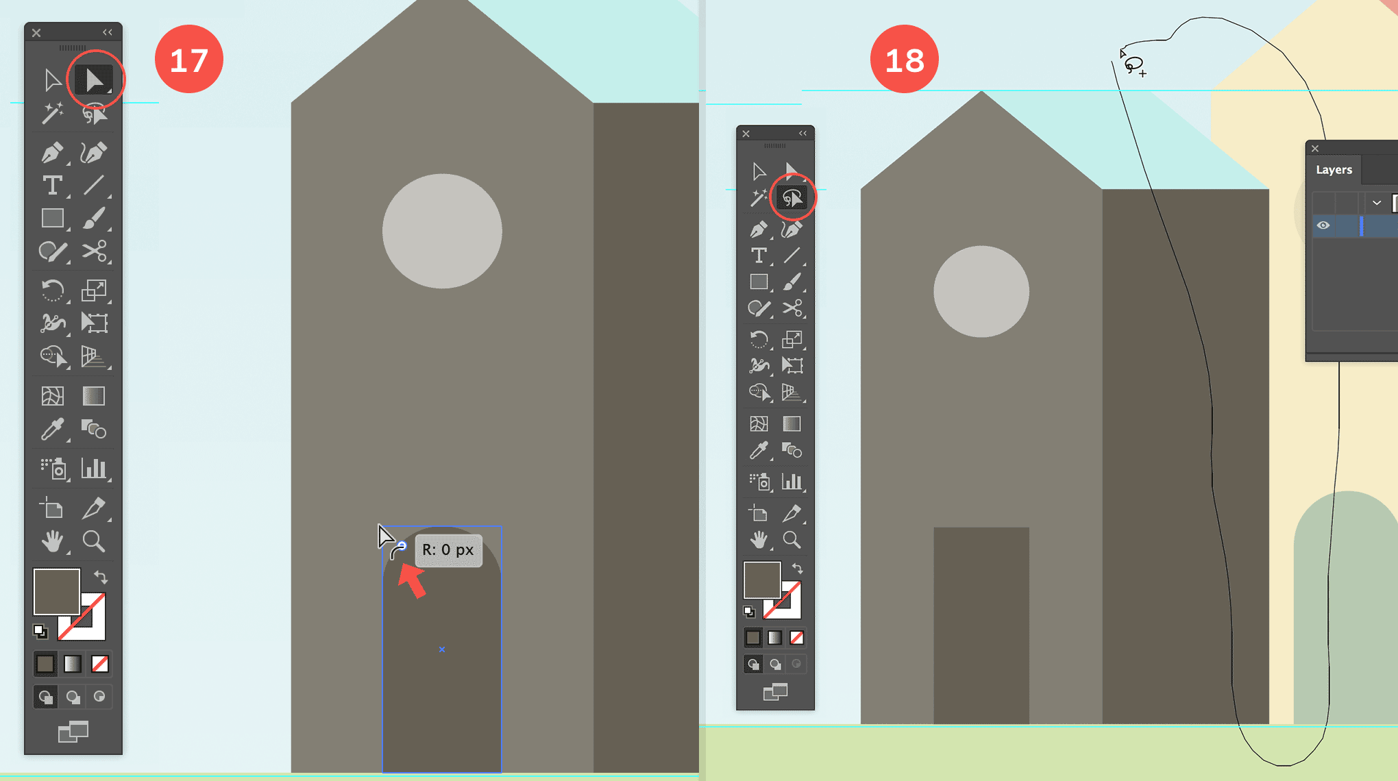 Adjust the door, and select the right part of the house to resize it