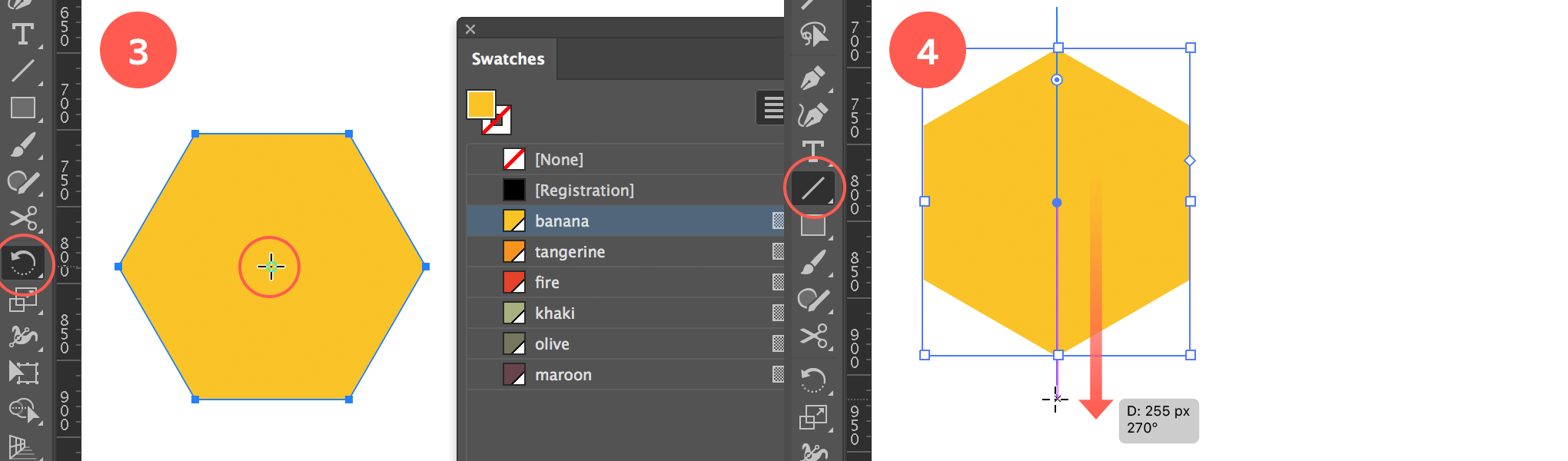 Rotate the hexagon and draw a vertical line