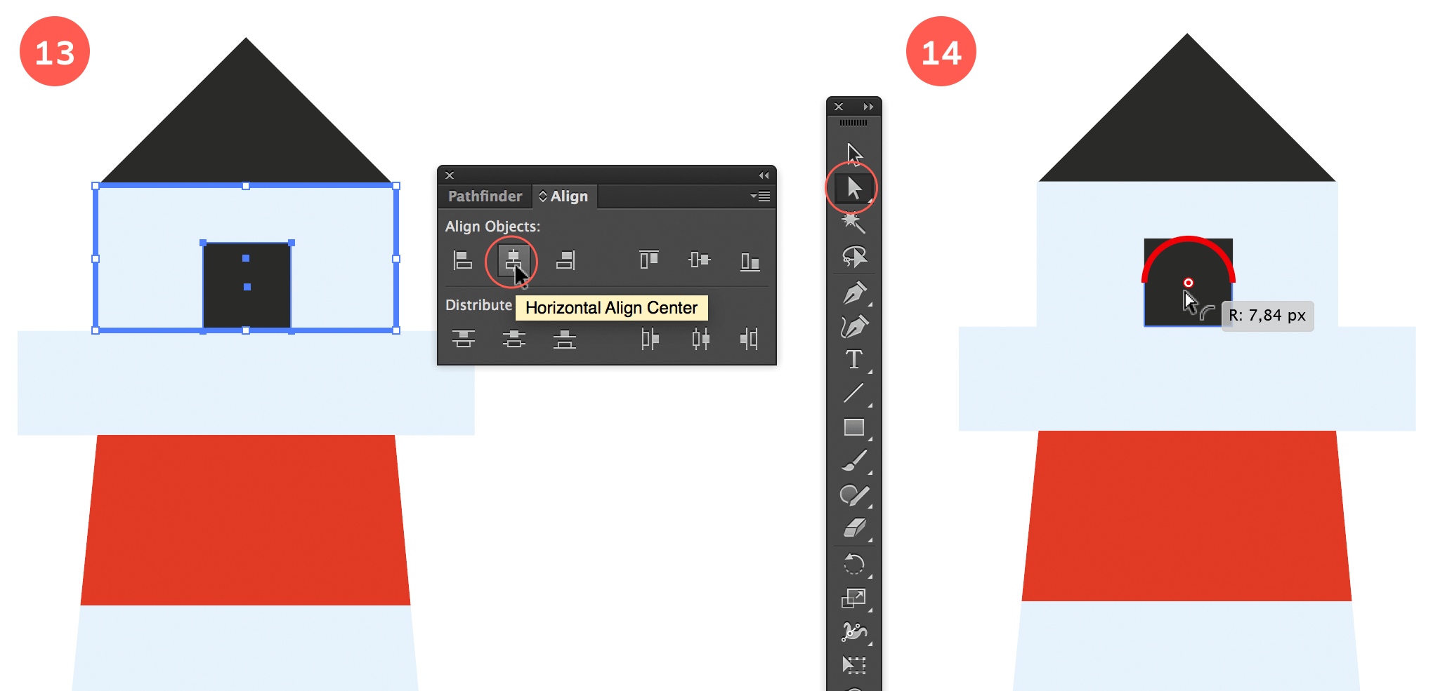 Align the window and make the top round