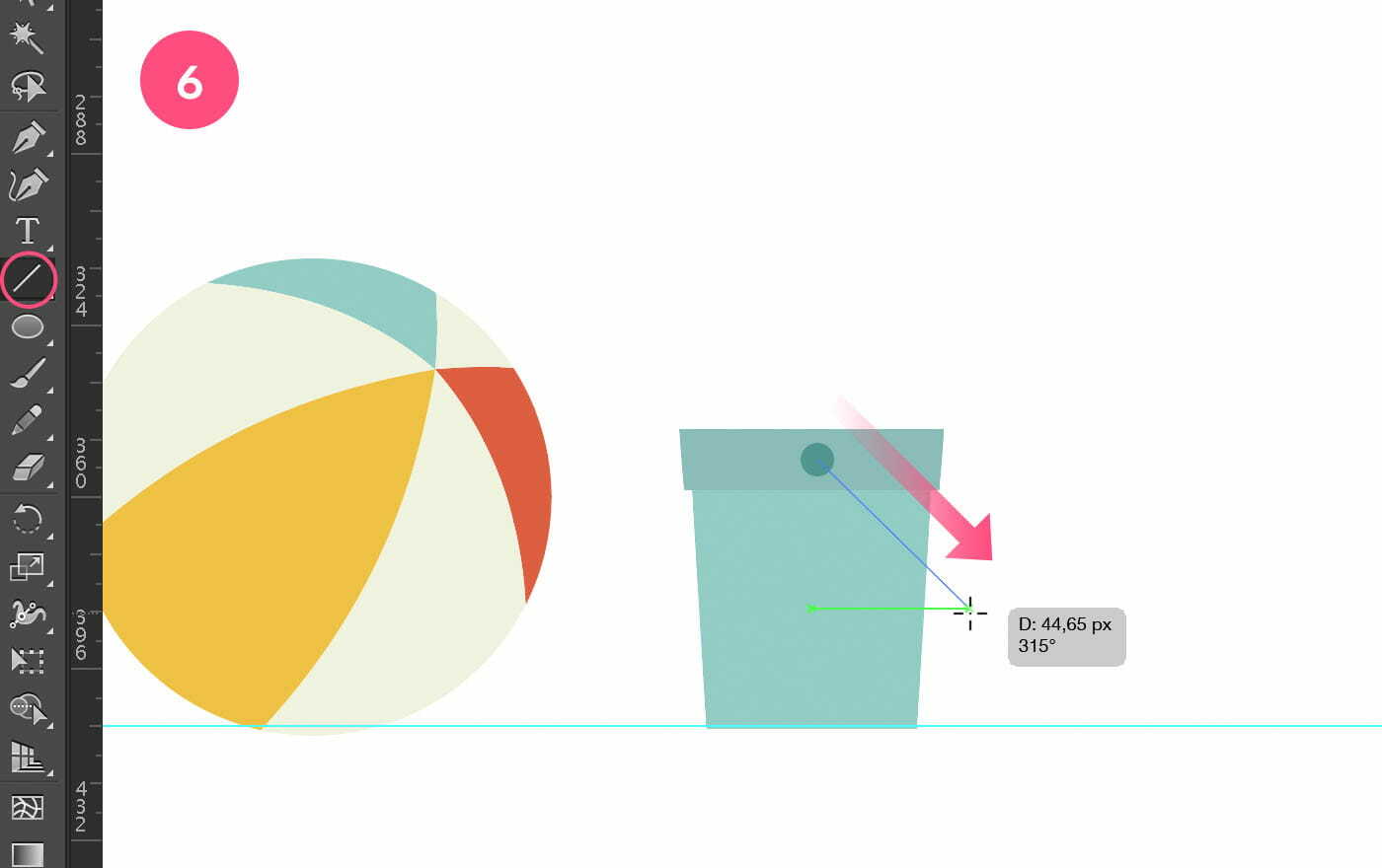 Draw the bucket handle using the Line tool.