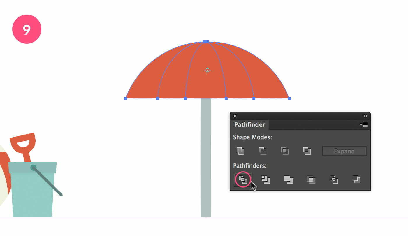 Divide the rain cover of the umbrella into separate path segments.