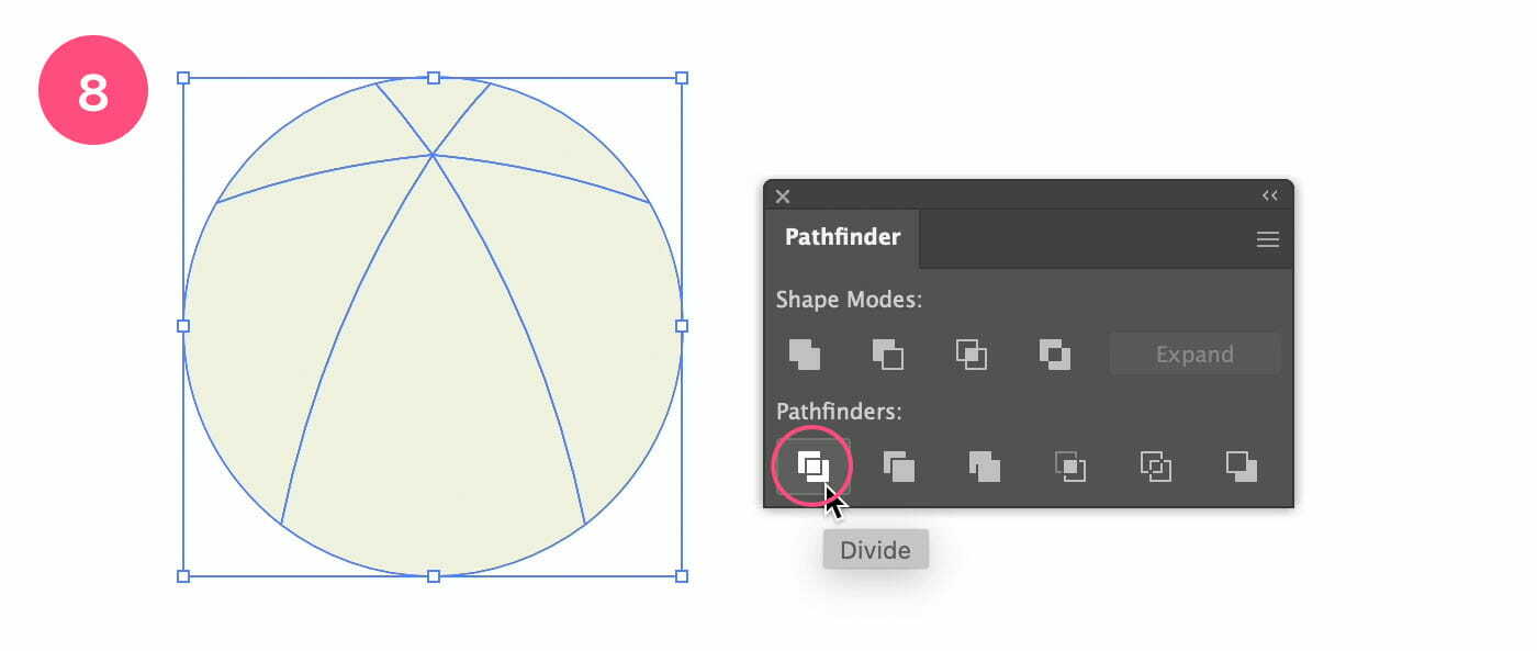 Divide the circle into separate path segments