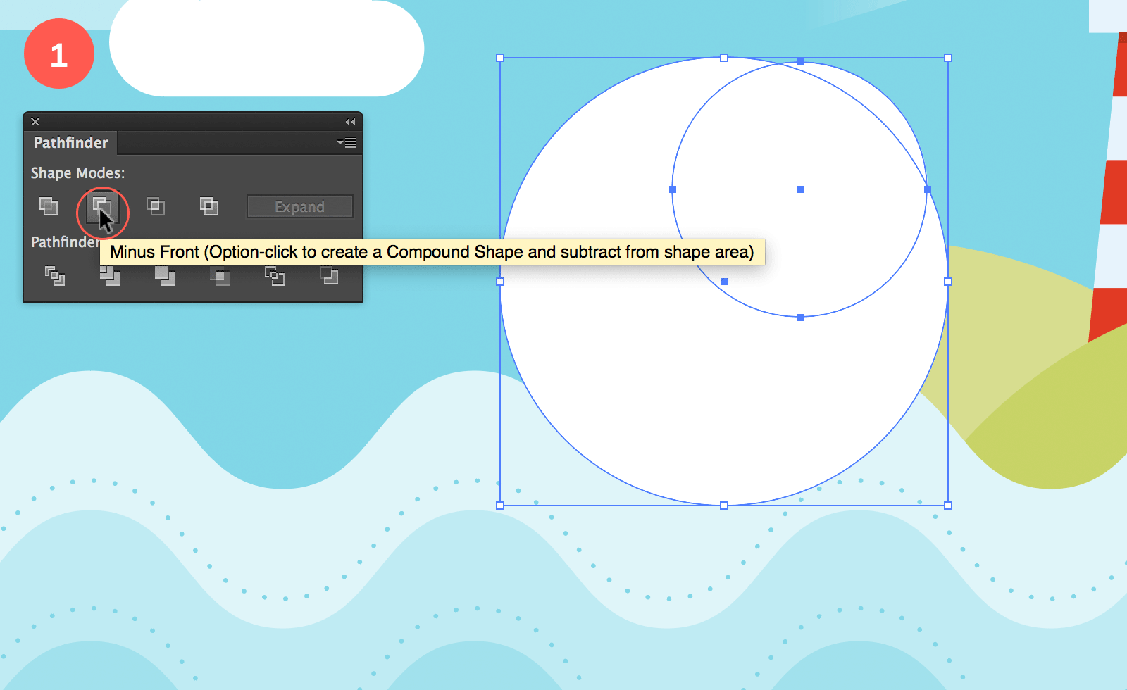 Draw 2 circles to create the left wing