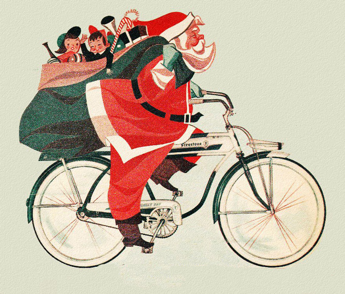 Santa switches to a bicycle