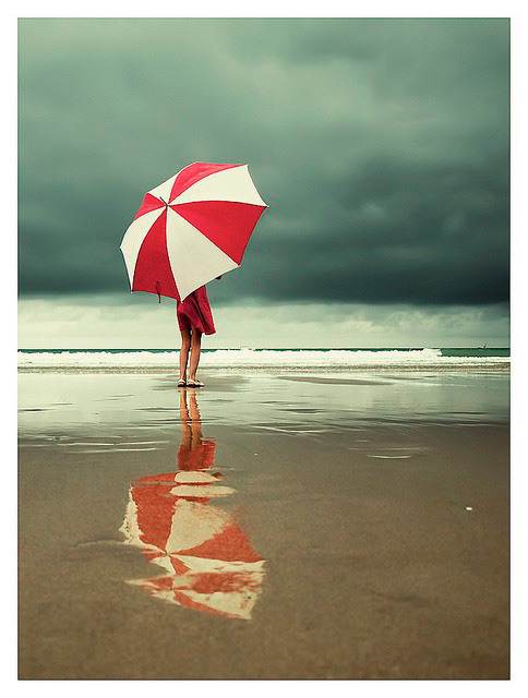 Umbrella goes to the beach