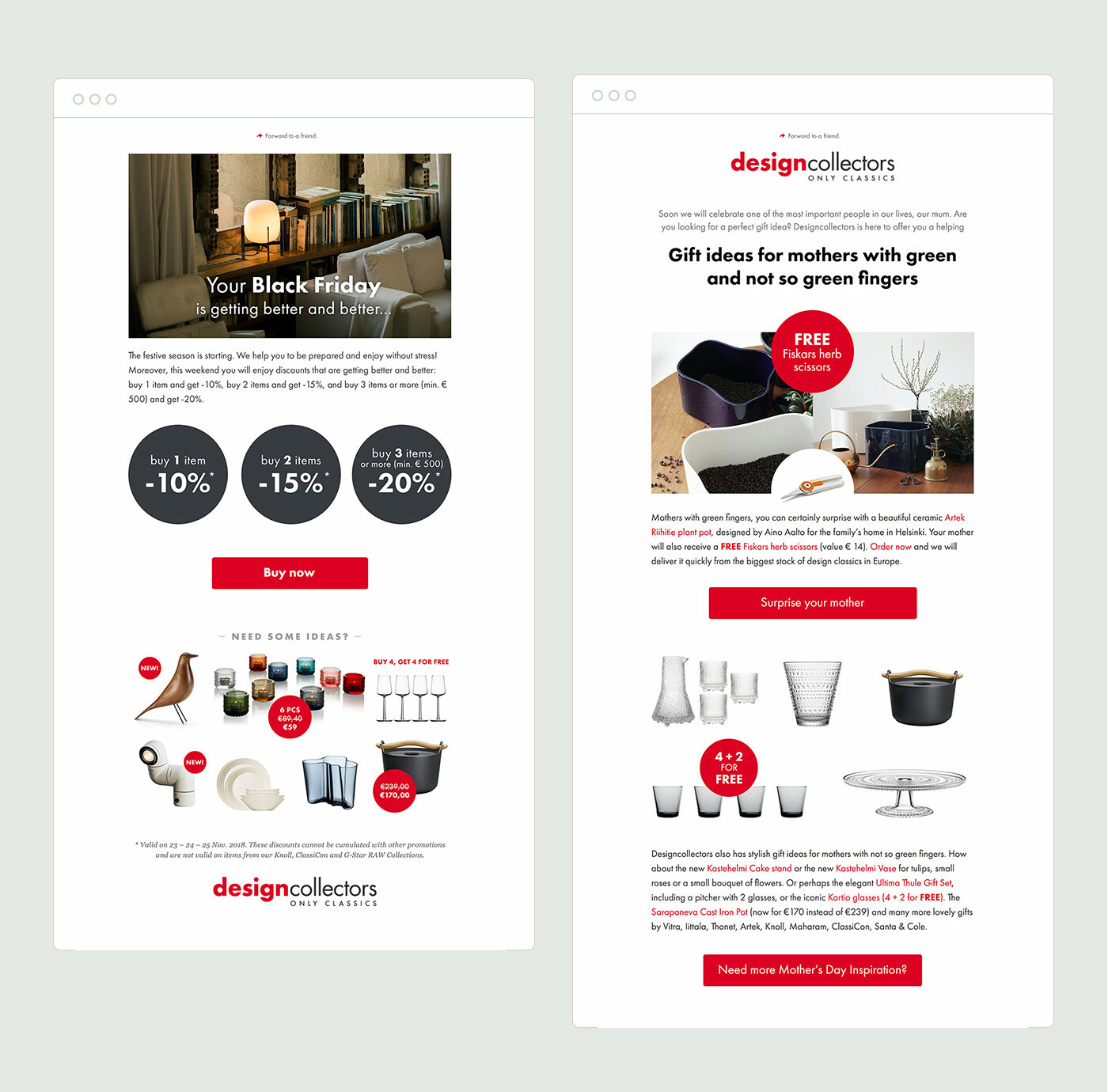 2 of the regular Designcollectors email newsletter designs