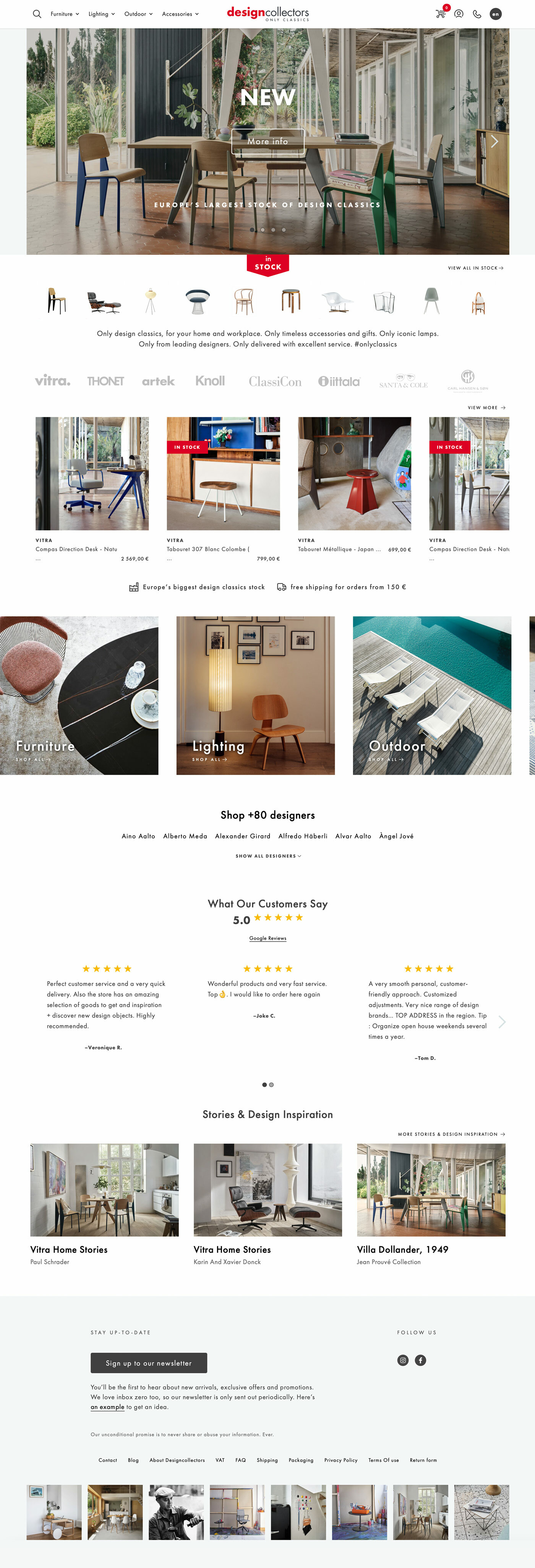 Designcollectors website design - homepage and shop webpages on mobile