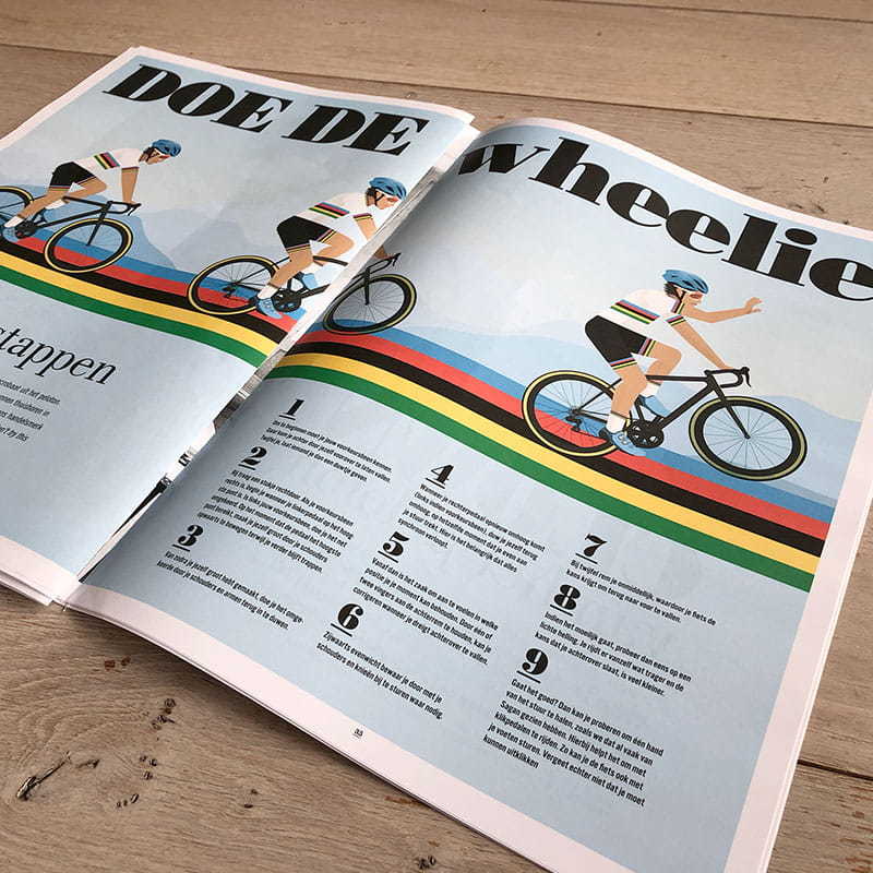 Cover of the Titanen magazine Sagan edition and the article about Peter Sagan's wheelie